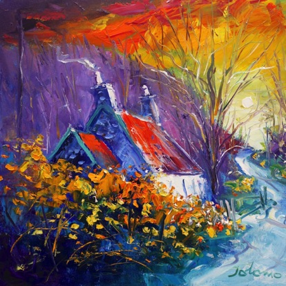 Wet autumnlight Dunrostan Knapdale 16x16
